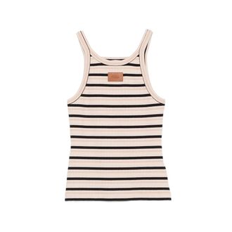 Fendi Striped Ribbed-knit Tank Top