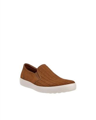 Ecco Mens Soft 7 Woven Slip On In Camel