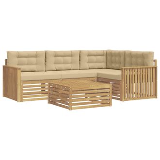 vidaXL Conjunto De Sof&aacute;s De Exterior 5 Uds. Y Beige Poli&eacute;ster Vidaxl