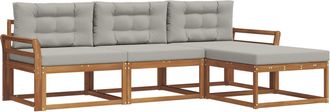 vidaXL Conjunto De Sof&aacute;s De Exterior 4 Uds. Gris Natural Y Claro Vidaxl