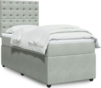 vidaXL Cama Box Spring Con Colch&oacute;n Terciopelo Gris Claro 90x190 Cm Vidaxl