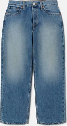 Re/Done Womens Loose Crop Jeans In Mid Fade Wash
