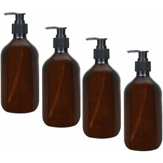 OEM Juego De 4 Botellas Dispensadoras &Aacute;mbar, Botellas Con Bomba &Aacute;mbar De 500 Ml, Botellas De Pl&aacute;stico &Aacute;mbar Vac&iacute;as Para Loci&oacute;n, Gel De Ducha, Jab&oacute;n De Man
