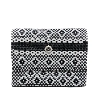Lola's Bag Womens Handmade Aztec Stripe Long Metal Chain Strap Crossbody Bag In Black