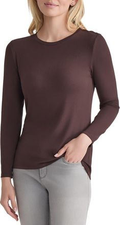 Jones New York Crewneck Long Sleeve T-Shirt in Coffee Bean at Nordstrom, Size X-Small