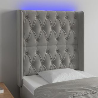 vidaXL Cabecero Con Led De Terciopelo Gris Claro 83x16x118/128 Cm Vidaxl