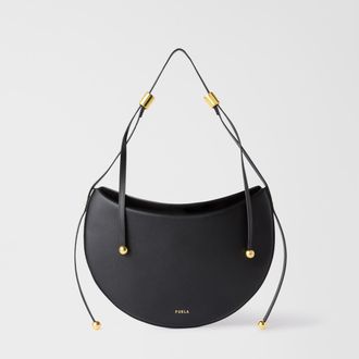 Furla Moonstone Borsa A Spalla S Nero Nero Pelle Di Vitello Sidney Donna