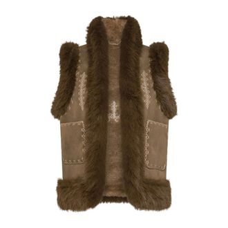 Seventy Gilet Ecomontone Pelo Lungo - Dames - Jassen - Bruin - Maat: L Poliester