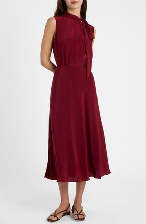 Santorelli Petra Sleeveless Mock Neck Silk Midi Dress in Chili Pepper at Nordstrom, Size 10