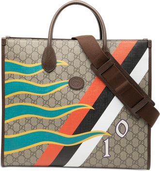 Gucci Pre-owned Womens Medium Gg Supreme 100 Centum Anniversary Calfskin Retro Interlocking G Tote - Grey Textile - One Size