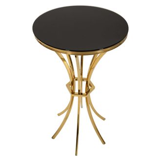 Dmora Mesa De Centro Datelosa, Forma Redonda, Color Superficie Transparente, Material Estructura En Vidrio, 50x50x92h Cm Oro