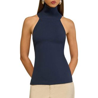 Cult Gaia Wake Sleeveless Turtleneck Sweater in Deep Lake at Nordstrom, Size X-Small