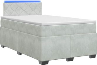 vidaXL Cama Con Base Tapizada, Colch&oacute;n Y Luz Led Gris Claro Vidaxl