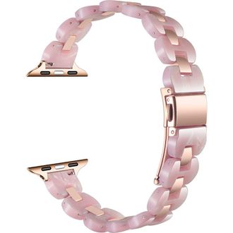 Posh Tech Aria Resin & Stainless Steel Apple Watch Watchband in Blush /Rose Gold at Nordstrom
