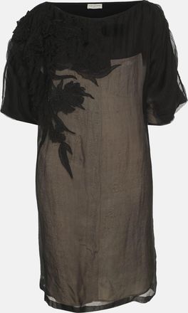 Dries Van Noten Black Tulle Shirt Dress