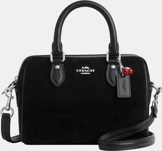 Coach Womens Mini Rowan Crossbody Bag With Cherry Charm - Black Leather - One Size