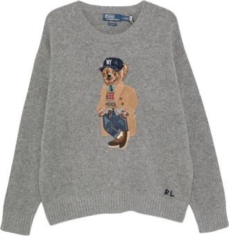 Ralph Lauren Polo Bear Wol Trui - Heren - Ronde hals truien - Grijs - 2XL - Wol - Truien & Vesten