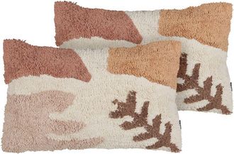 Beliani Set of 2 Cotton Tufted Scatter Cushions Soft Boho Style 30 x 50 cm Multicolour Camassia