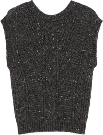 Max Mara Round-neck Knitwear, female, Gray, Size: M Taffy Gilet