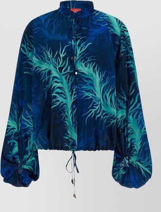 F.R.S. For Restless Sleepers silk printed ruffled v-neck blouse