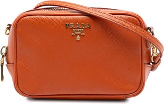 Prada Pre-owned Womens Saffiano Camera Bag - Tan Leather - One Size