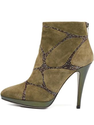 Rene Caovilla suede embellished boots - Green