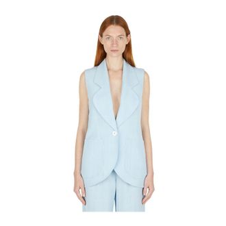 Casablanca Mouwloze Single-Breasted Blazer - Dames - Blazers - Blauw - 2XS - Jassen