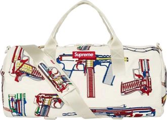 SUPREME SS26 Guns Embroidered Leather Duffle Bag White SS26B31-WHITE