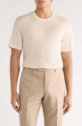 Nordstrom Short Sleeve Cotton & Linen Blend Sweater in Beige Oak Heather at Nordstrom Rack, Size Xx-Large