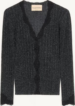 Valentino Carigan In Maglia Di Lurex Con Pizzo Donna NERO/SILVER XL