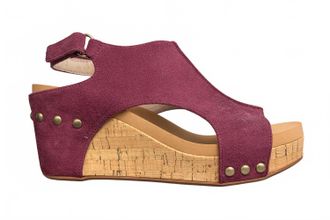 Corkys Footwear Womens Carley Sandal In Dark Red Suede