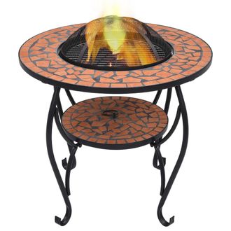 vidaXL Mesita Con Brasero De Mosaico Cer&aacute;mica Terracota 68 Cm Vidaxl