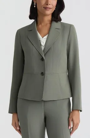 Kasper Seamed Stretch Crepe Jacket in Dark Sea Stone at Nordstrom, Size 16