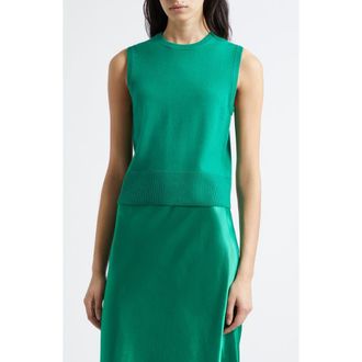 Vince Wool Blend Crewneck Shell in Emerald at Nordstrom, Size Xx-Small