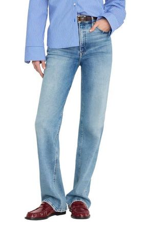 Good American Soft-Tech Good True High Waist Straight Leg Jeans in Indigo1214 at Nordstrom, Size 18
