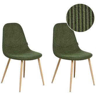 Beliani Beliani - Conjunto De 2 Sillas De Comedor Asiento Tapizado De Pana Con Patas De Hierro Verde Hilden