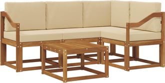 vidaXL Conjunto De Sof&aacute;s De Exterior 5 Uds. Natural Y Beige Vidaxl