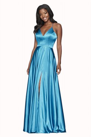 Faviana Sleeveless Long Gown In Teal