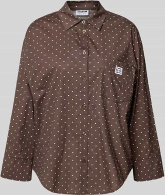 Noisy May Relaxed Fit Bluse im Allover-Look Modell FRIDA in Schoko, Gr&ouml;&szlig;e XL