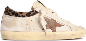 Golden Goose Super-Star White And Beige Leather Sneakers
