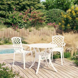 vidaXL Mesa Y Sillas De Bistr&oacute; 3 Piezas Aluminio Fundido Blanco Vidaxl