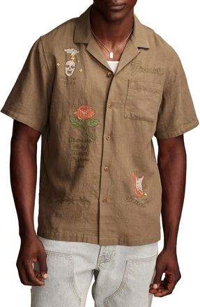Lucky Brand Fender Club Short Sleeve Button-Up Shirt in Dusty Olive at Nordstrom, Size Medium