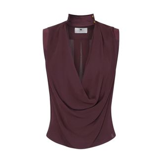 Elisabetta Franchi Dames, Tops, Bruin, Maat: XL Viscose