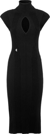 Philipp Plein Padded Shoulder Knit Midi Dress