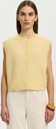 Selected Smanicato lavorato a maglia giallo paglia-Bianco