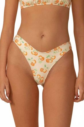 Montce Swim Lulu Mid Rise Bikini Bottom In Cherry Sherbet