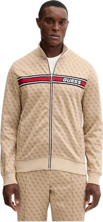 Guess Korbin Full-zip Sweatshirt - Heren - Vesten met rits - Beige - L - Katoen - Hoodies & sweatvesten