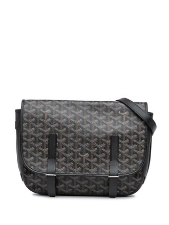 Goyard 2017 Goyardine Belvedere MM crossbody bag - women - Fabric/Calf Leather - One Size - Black