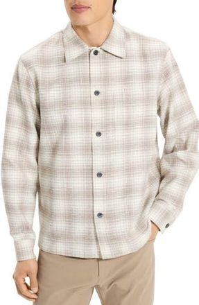 Theory Textured Cotton Button-Up Shirt in Duffle Multi at Nordstrom Rack, Size Xx-Large