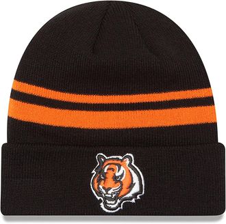 New Era Unisex-Adult NFL Official Sport Knit Classic Striped Knit Beanie Cold Weather Hat, Orange, One size